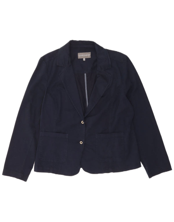 Jaqueta blazer feminina Laura Ashley com 2 botões Reino Unido 18 XL azul marinho algodão