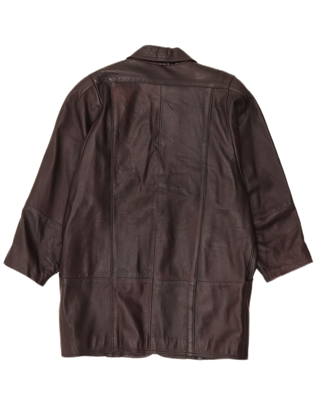 Casaco de couro oversized feminino vintage UE 38 marrom médio