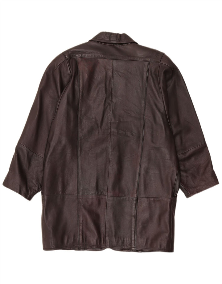 Casaco de couro oversized feminino vintage UE 38 marrom médio