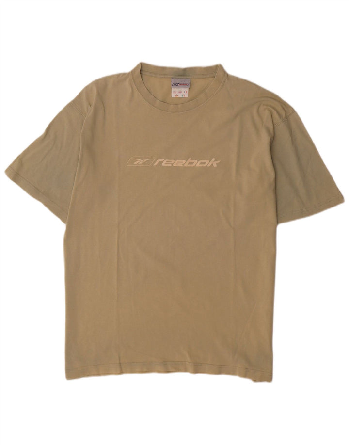 Camiseta gráfica masculina REEBOK Top médio de algodão cáqui