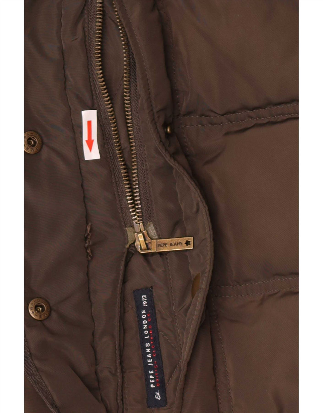 PEPE Jeans feminino casaco acolchoado com capuz Reino Unido 10 pequeno poliéster marrom