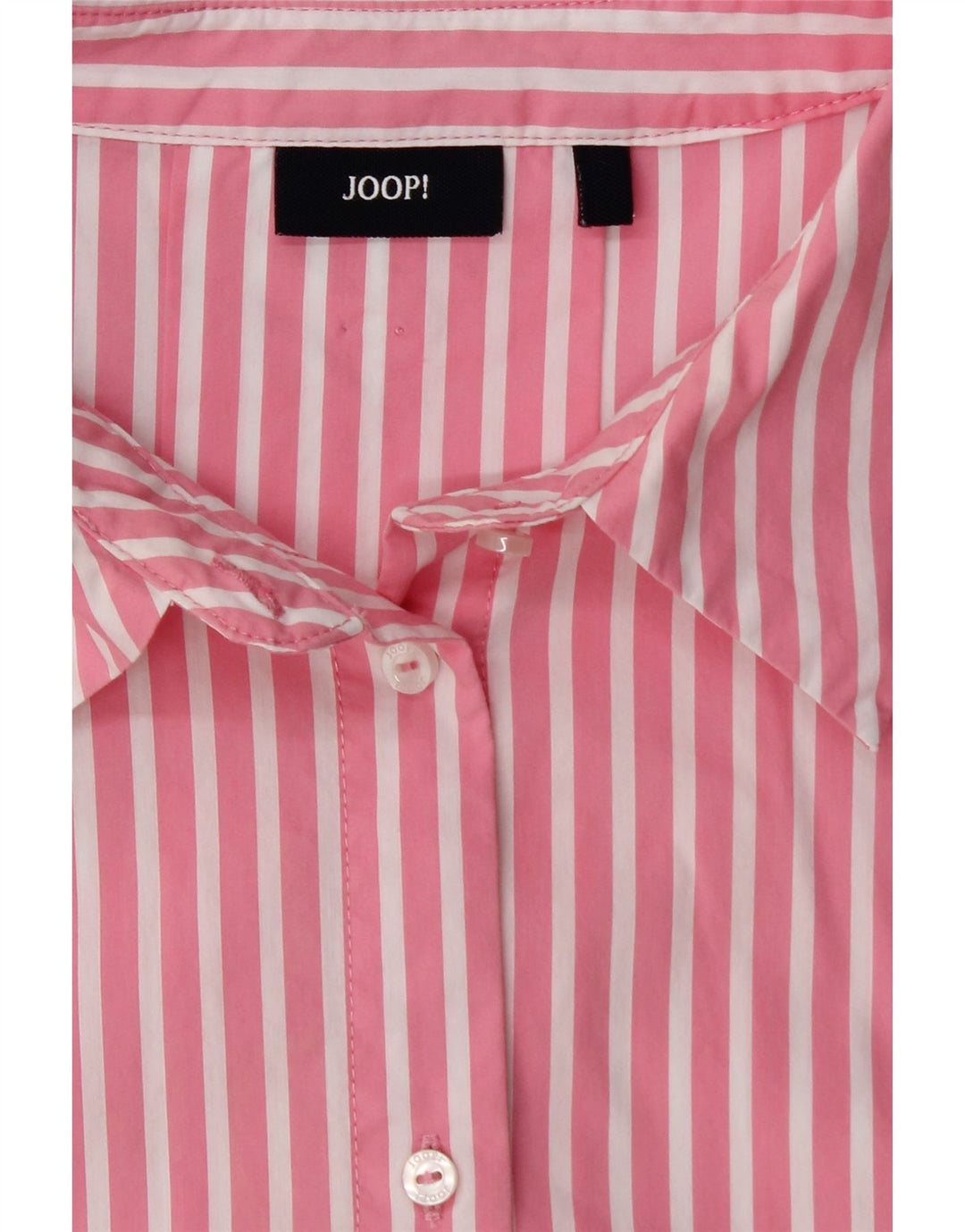 Blusa feminina JOOP manga 3/4 Reino Unido 14 algodão listrado rosa médio