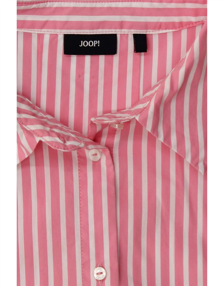 Blusa feminina JOOP manga 3/4 Reino Unido 14 algodão listrado rosa médio