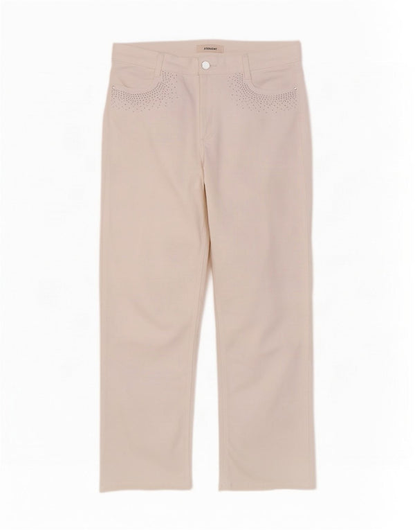 Jeans retos femininos Marks & Spencer Reino Unido 14 grande W32 L29 algodão branco