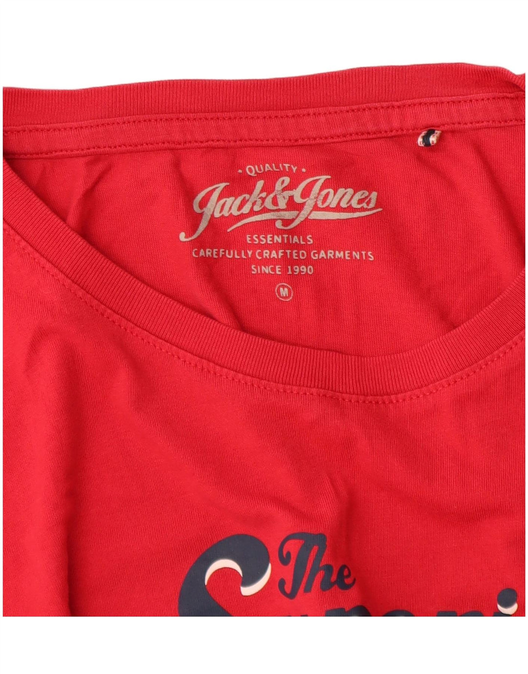 Camiseta masculina Jack & Jones Denizen com estampa gráfica de algodão vermelho médio