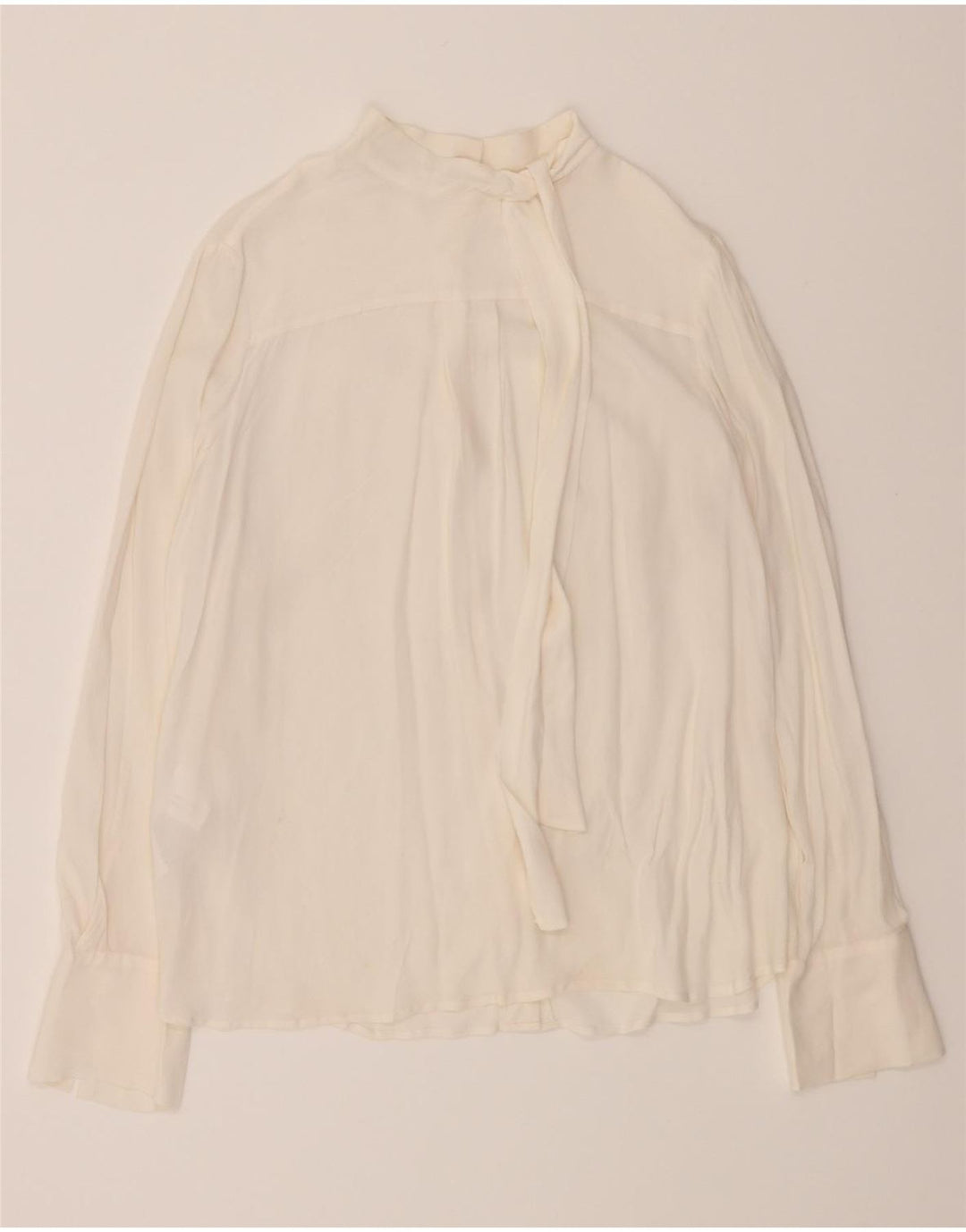 Blusa feminina com gravata frontal CARACTERE Reino Unido 10 pequena acetato branco
