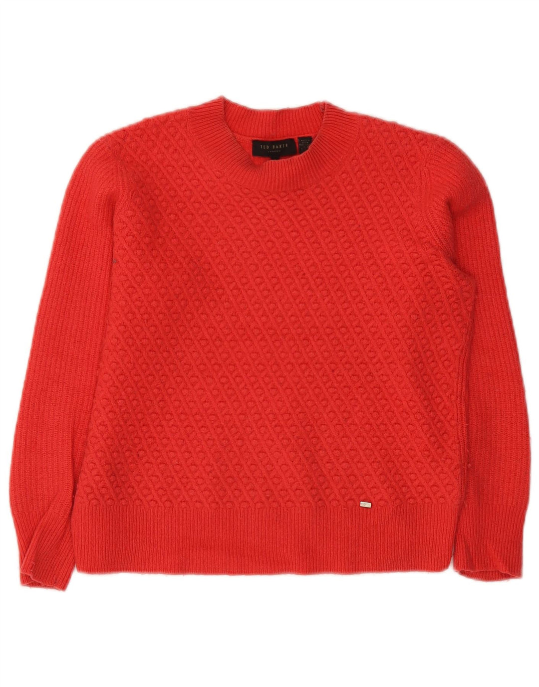 Suéter feminino Ted Baker com gola tartaruga tamanho 1 XS algodão vermelho