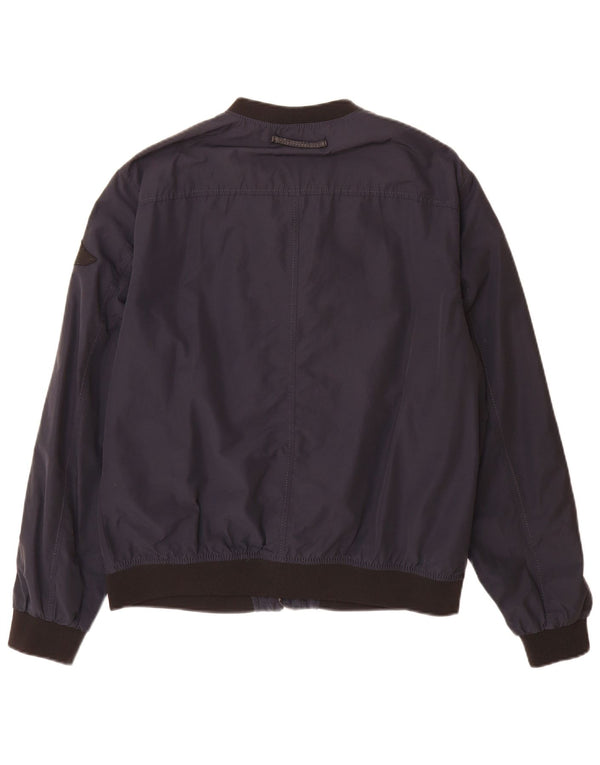 Jaqueta bomber masculina Zara UK 42 XL azul marinho algodão colorblock