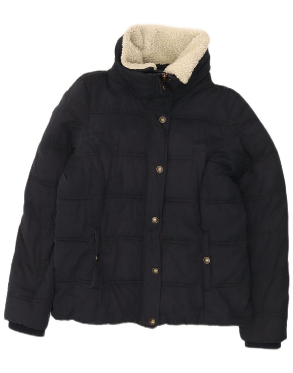 Jaqueta acolchoada feminina Fat Face UK 12 poliéster azul marinho médio