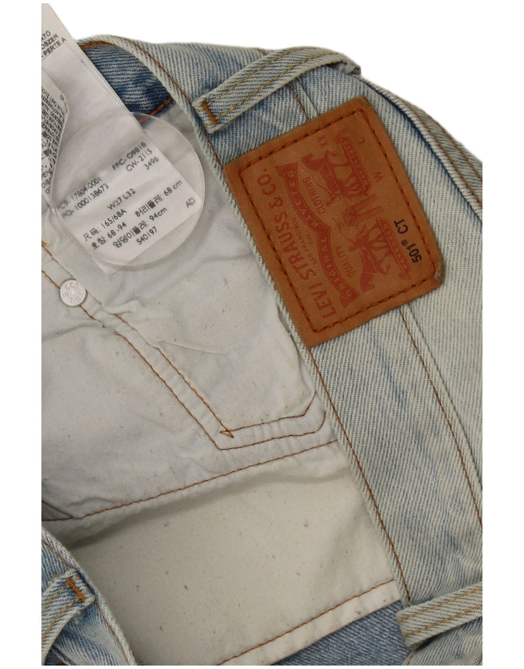 Calça Jeans Levis Masculina 501 Distressed Straight W27 L27 Azul Algodão