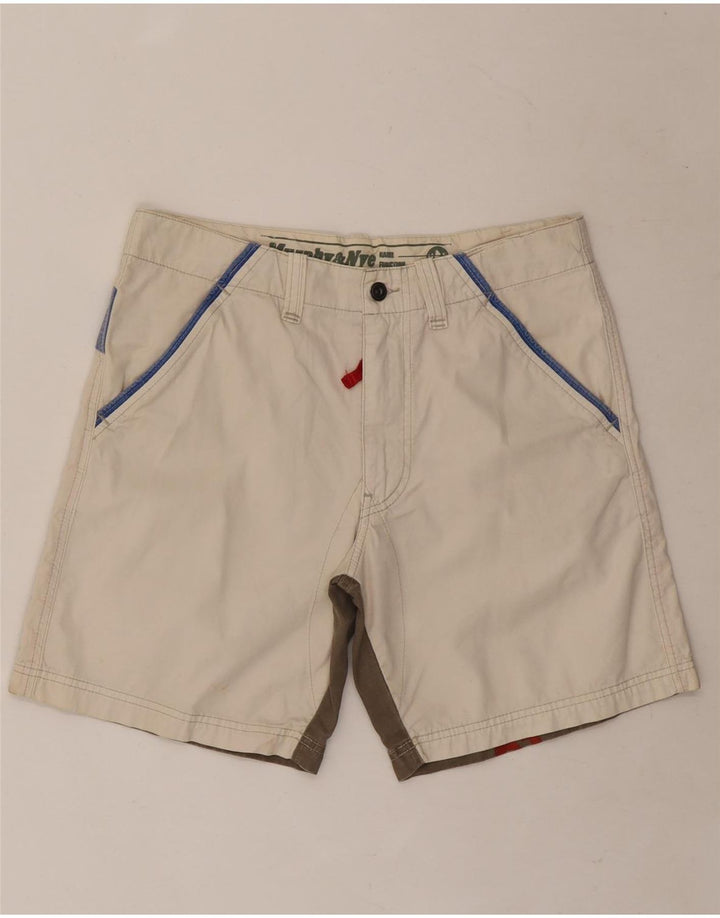 Shorts casuais gráficos masculinos Murphy & Nye W32 algodão colorblock branco médio
