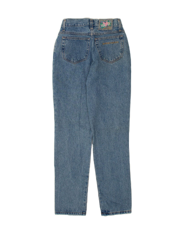 Jeans cônicos femininos VINTAGE IT 44 médio W28 L31 algodão azul