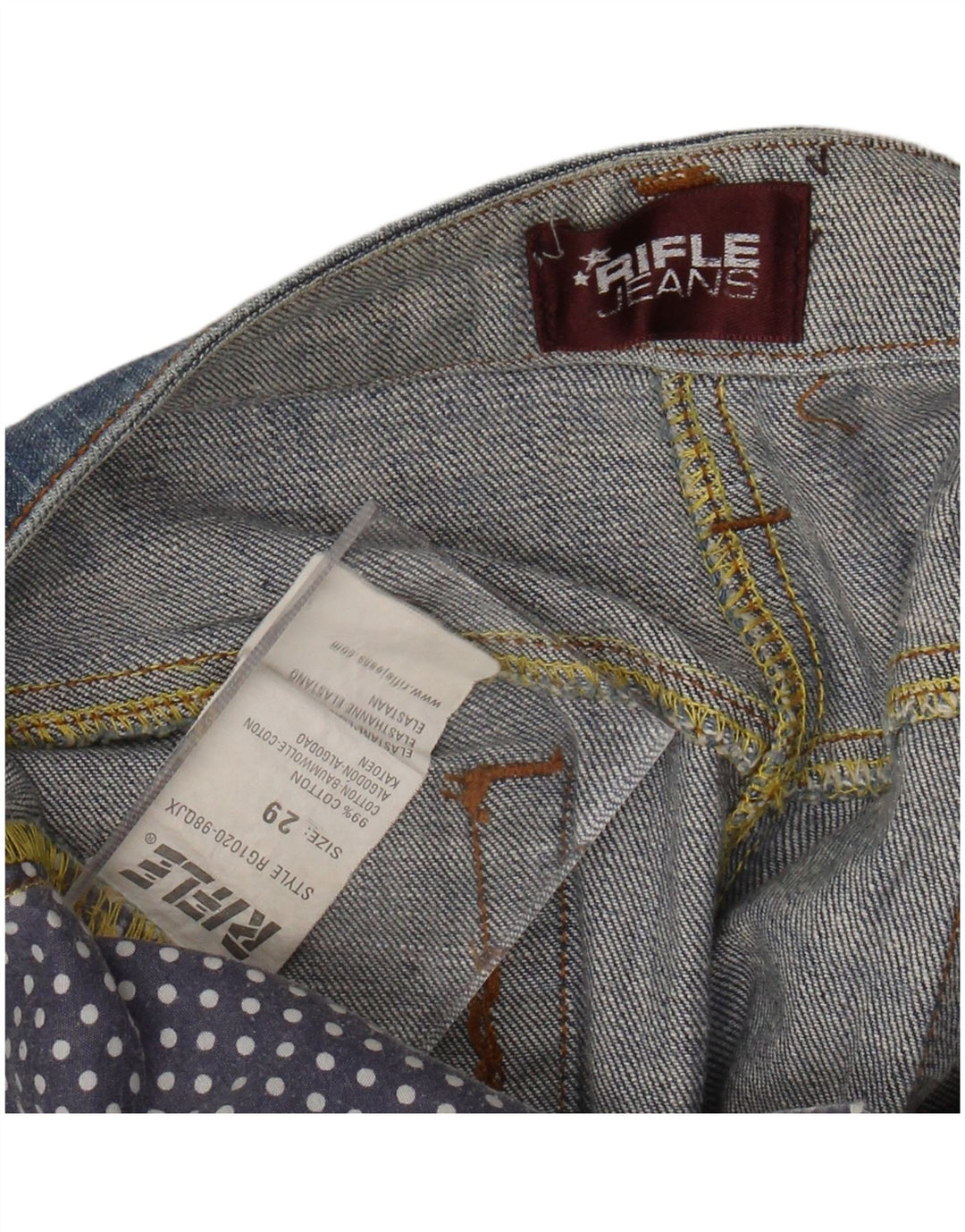 Mini saia jeans feminina RIFLE W29 algodão azul médio