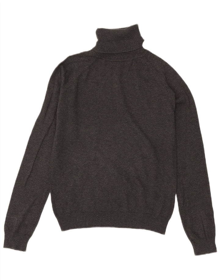 Zara Suéter feminino cropped com gola redonda Reino Unido 12 algodão cinza médio