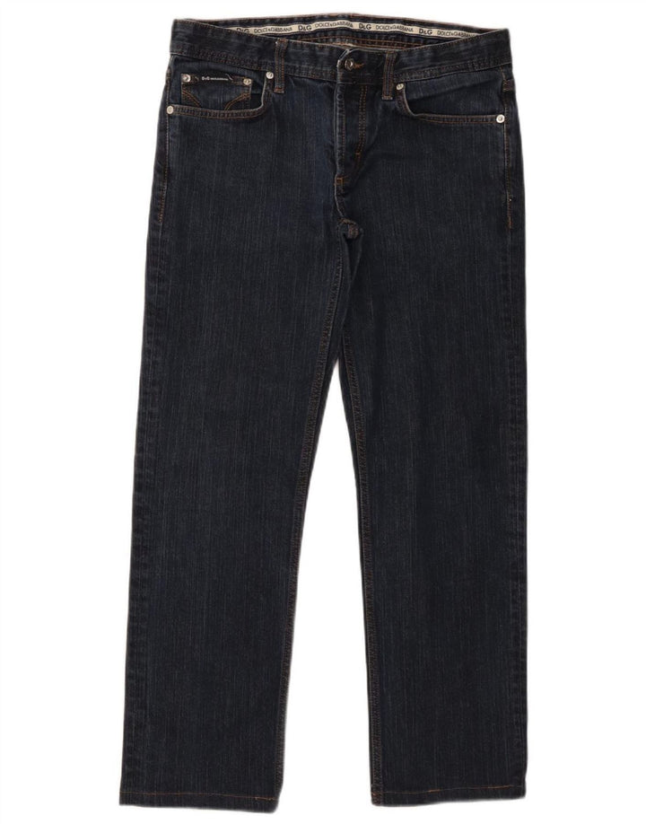 Dolce & Gabbana Calça jeans reta masculina W33 L28 Azul marinho