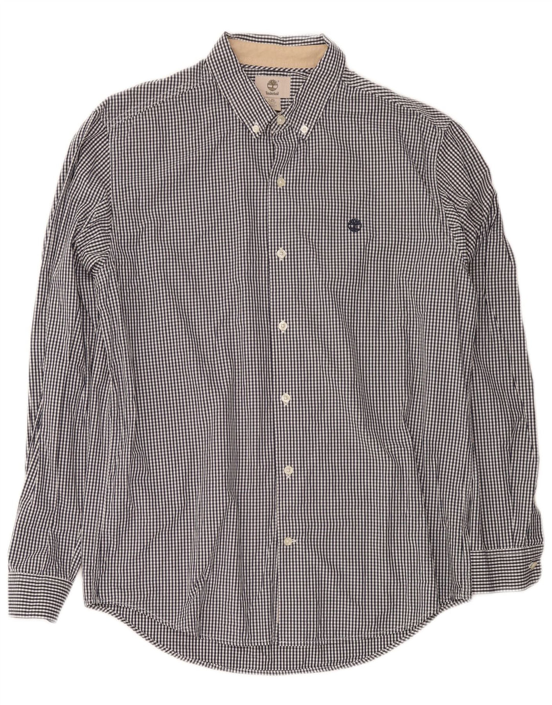 Camisa masculina Slim Fit Timberland grande algodão guingão azul marinho