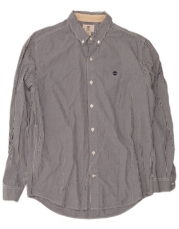 Camisa masculina Slim Fit Timberland grande algodão guingão azul marinho