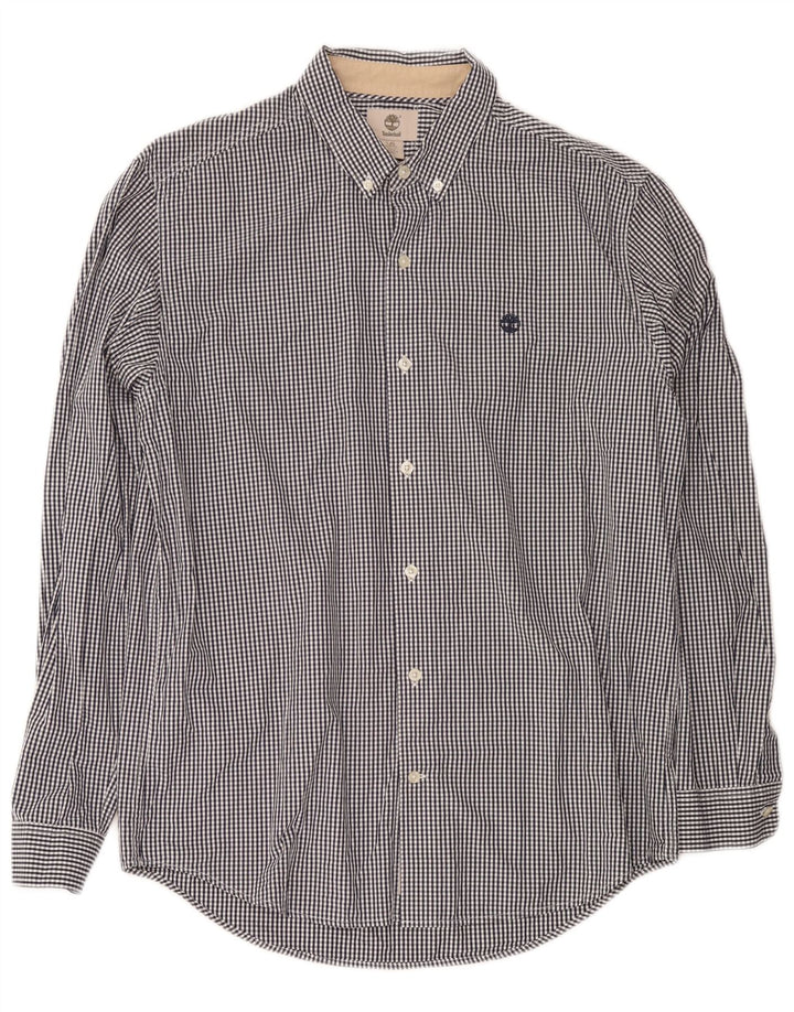 Camisa masculina Slim Fit Timberland grande algodão guingão azul marinho