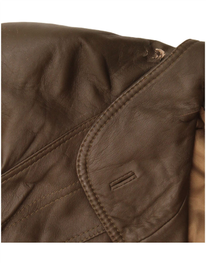 Jaqueta de couro feminina vintage UK 16 grande marrom