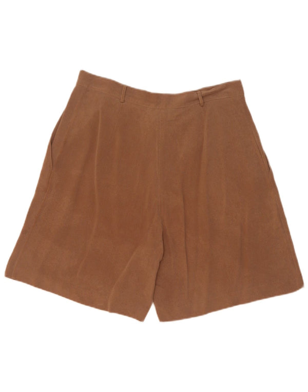 Shorts casuais femininos vintage de cintura alta com cintura alta IT 44 médio W27 seda marrom