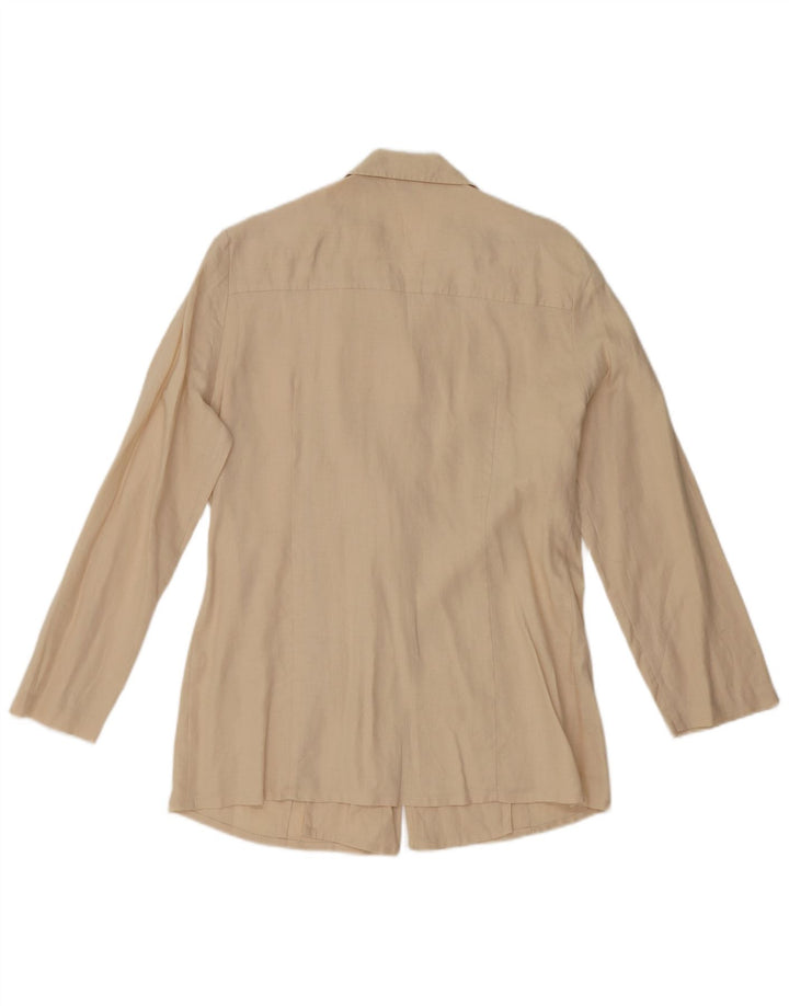 Cherie Jaqueta blazer feminina de 4 botões IT 42/44 linho bege médio