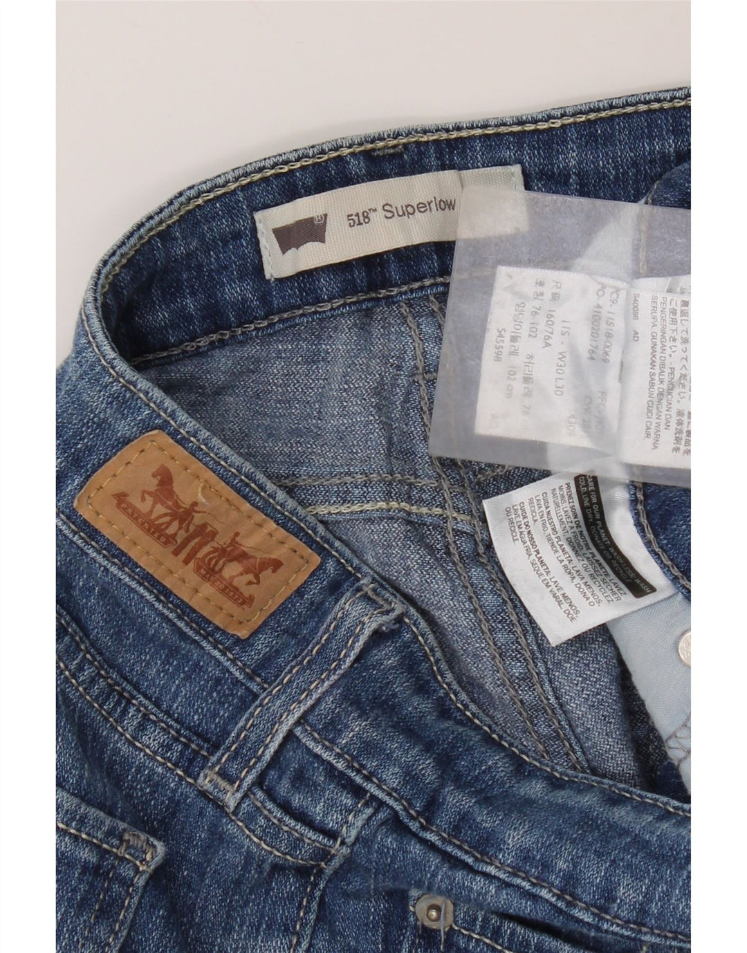 Calça jeans feminina Levi's 518 Super Low Bootcut W30 L30 azul algodão