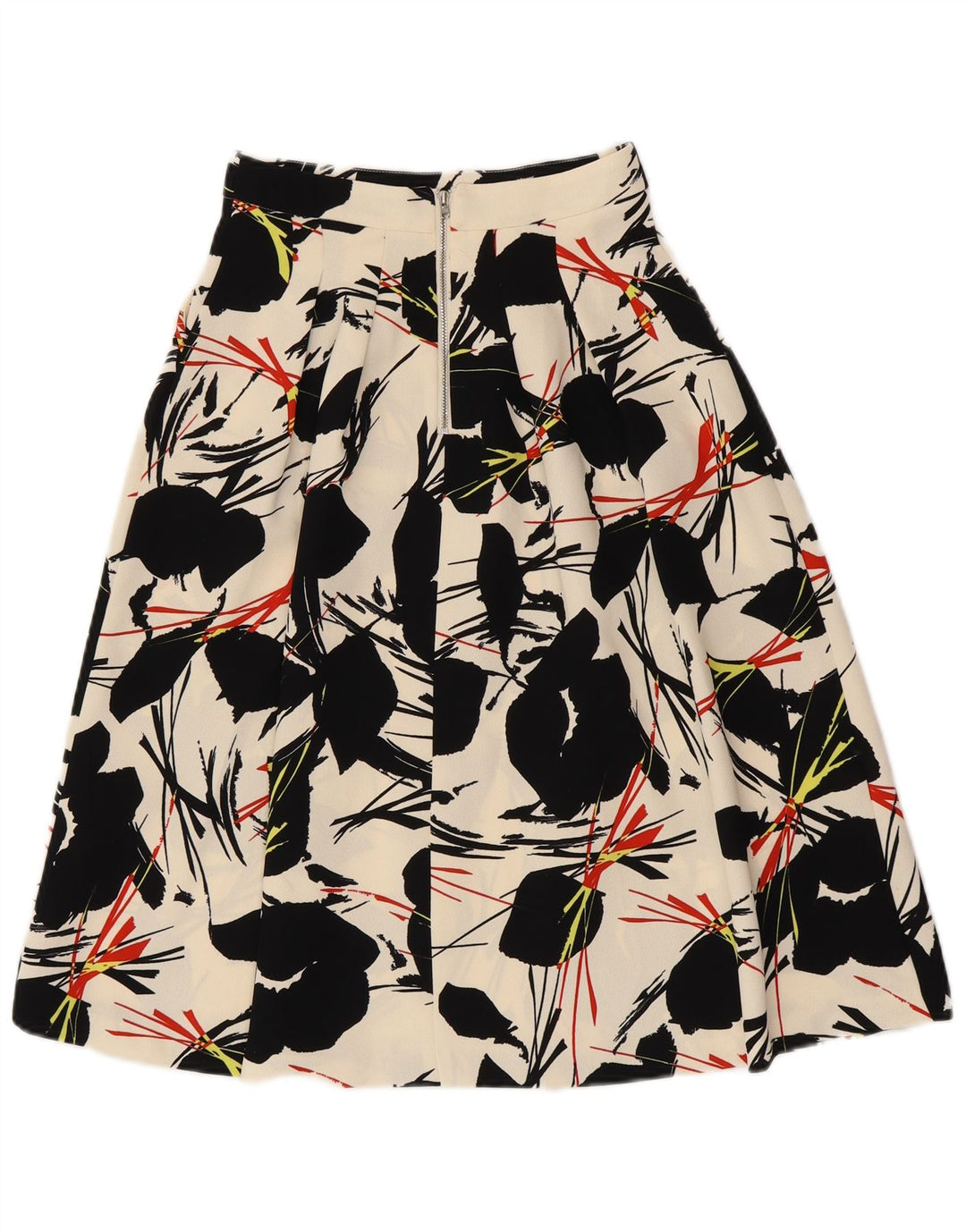 WAREHOUSE Saia feminina evasê UK 6 XS W25 off white floral poliéster