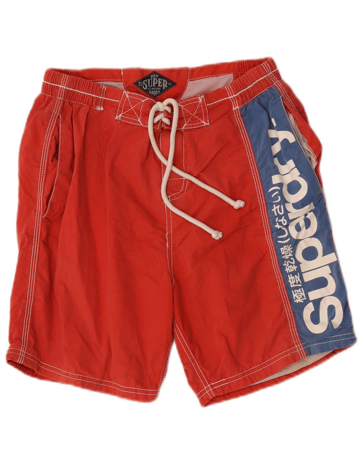 Shorts de natação masculinos Superdry Graphic grande poliéster vermelho