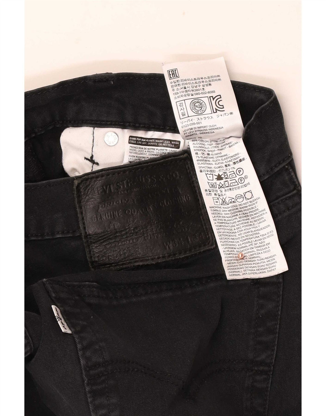 Levi's Masculino 511 Slim Jeans W34 L34 Algodão Preto