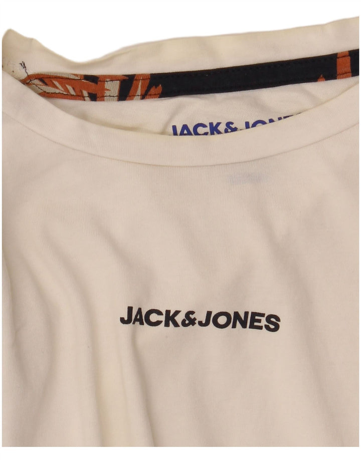 Camiseta masculina Jack & Jones Regular Fit gráfica top médio branco floral