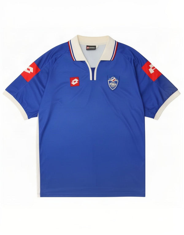 Lotto Mens Iugoslávia 2002-2003 camisa de futebol em casa 2XL azul colorblock