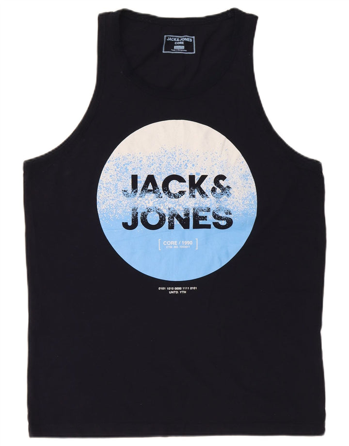 Colete masculino Jack & Jones Slim Fit gráfico grande azul marinho