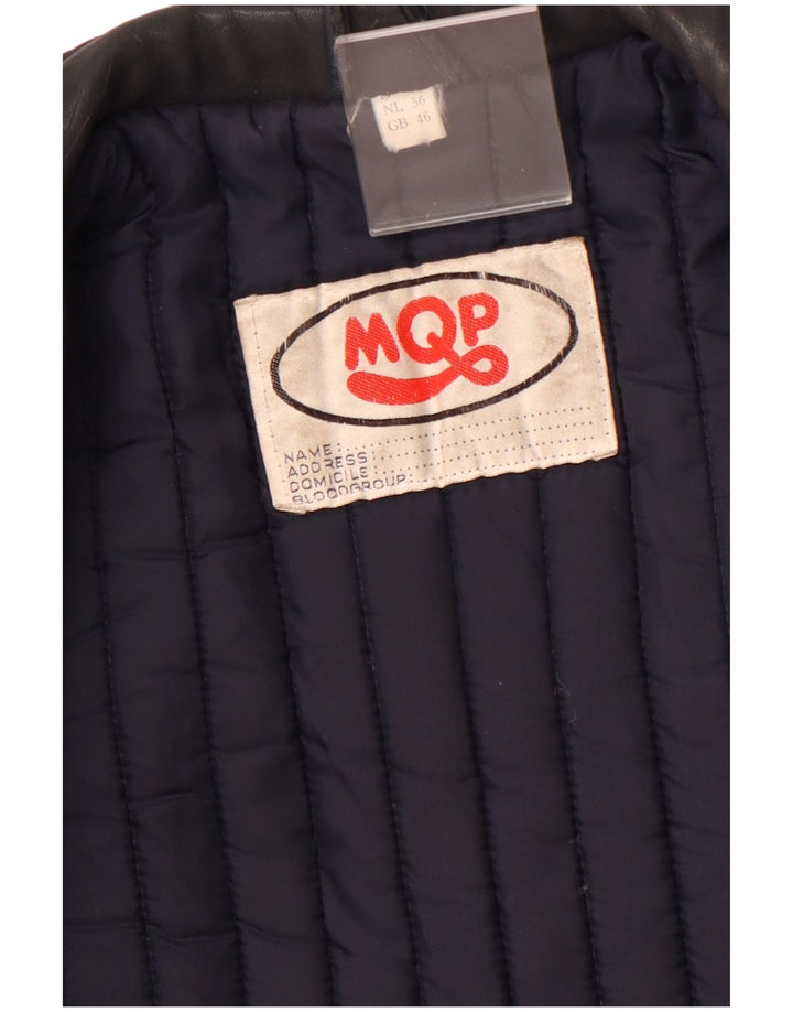 Jaqueta masculina de couro para motociclista MQP UK 46 3XL couro preto Colourblock