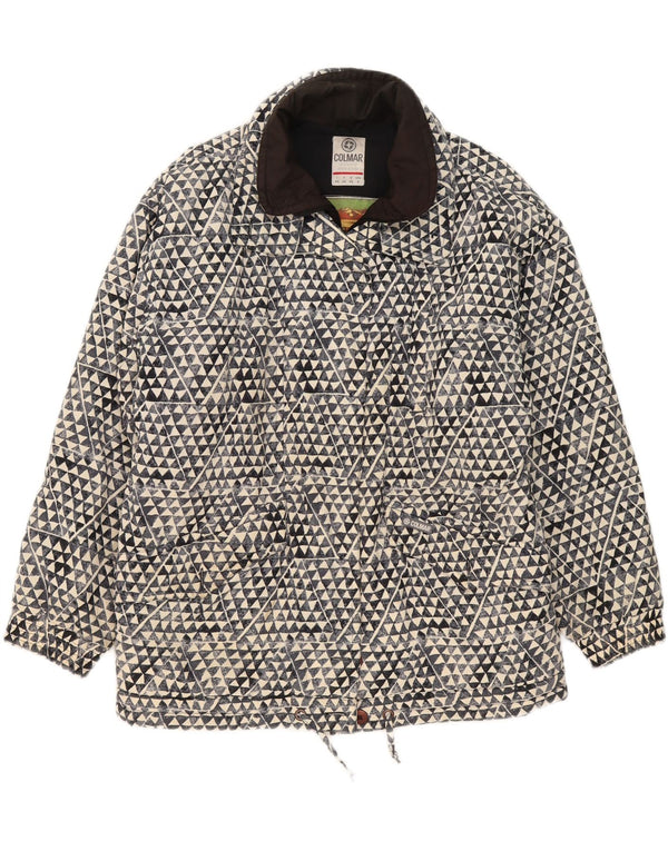 Colmar Womens Oversized Padded Jacket US 8 Medium Navy Blue Geometric