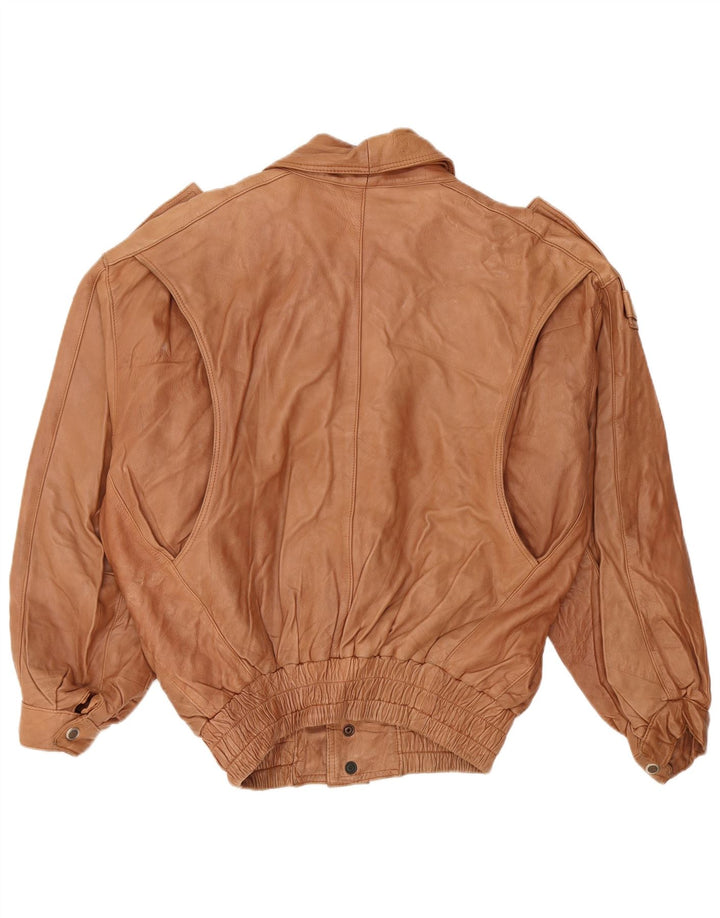 Jaqueta de couro militar masculina VINTAGE Reino Unido 44 2XL couro marrom