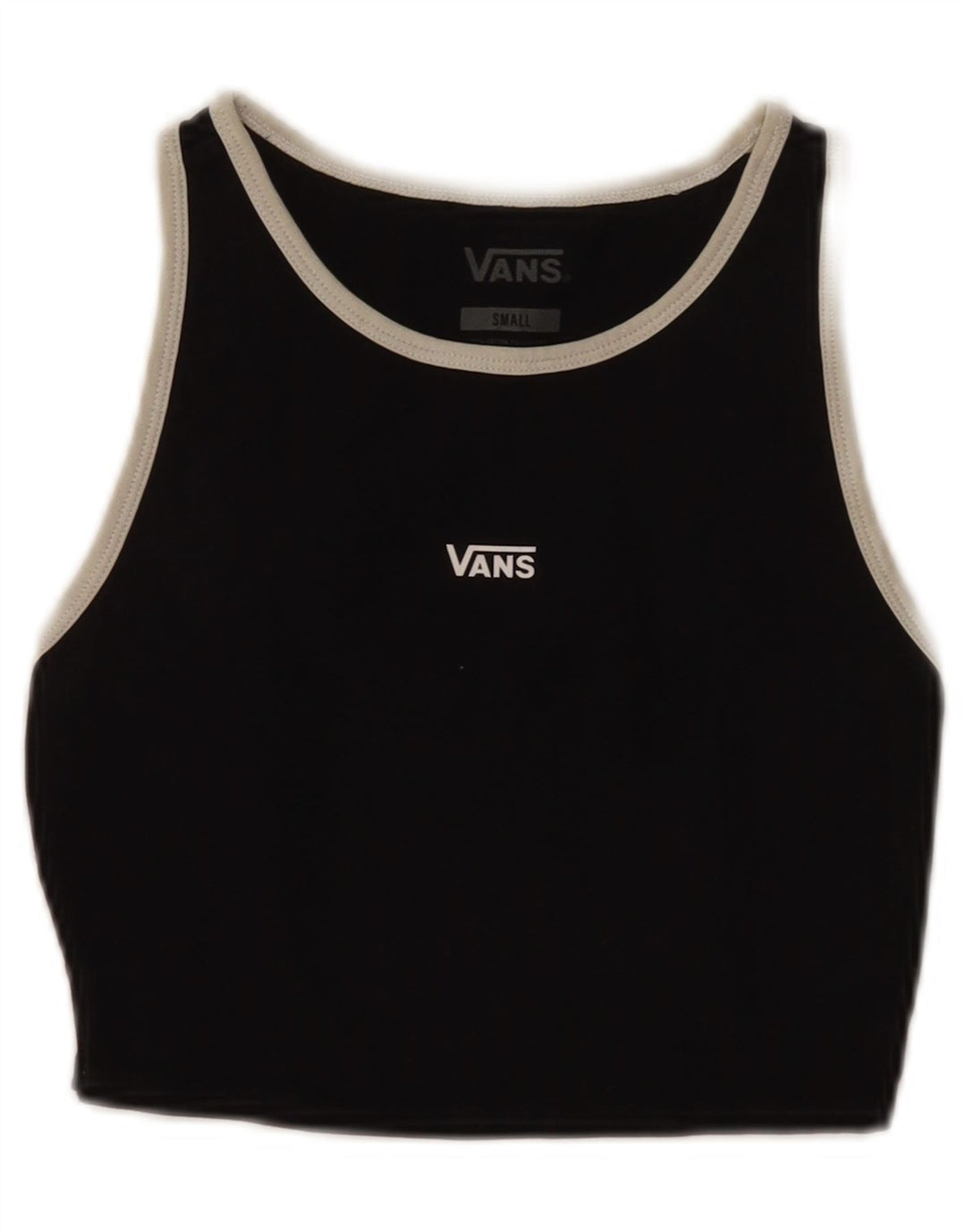 Vans Womens Crop Graphic Vest Top UK 10 Pequeno Algodão Preto