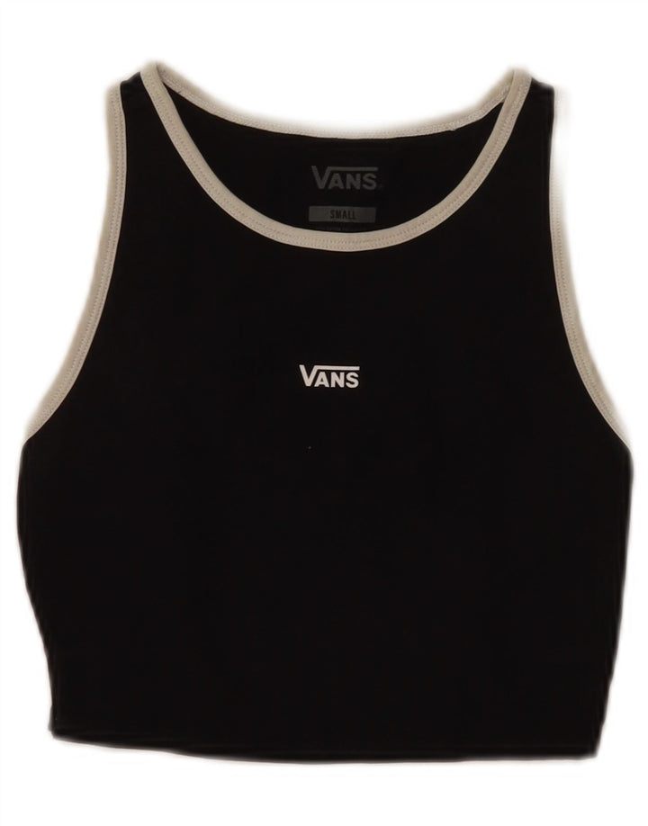 Vans Womens Crop Graphic Vest Top UK 10 Pequeno Algodão Preto