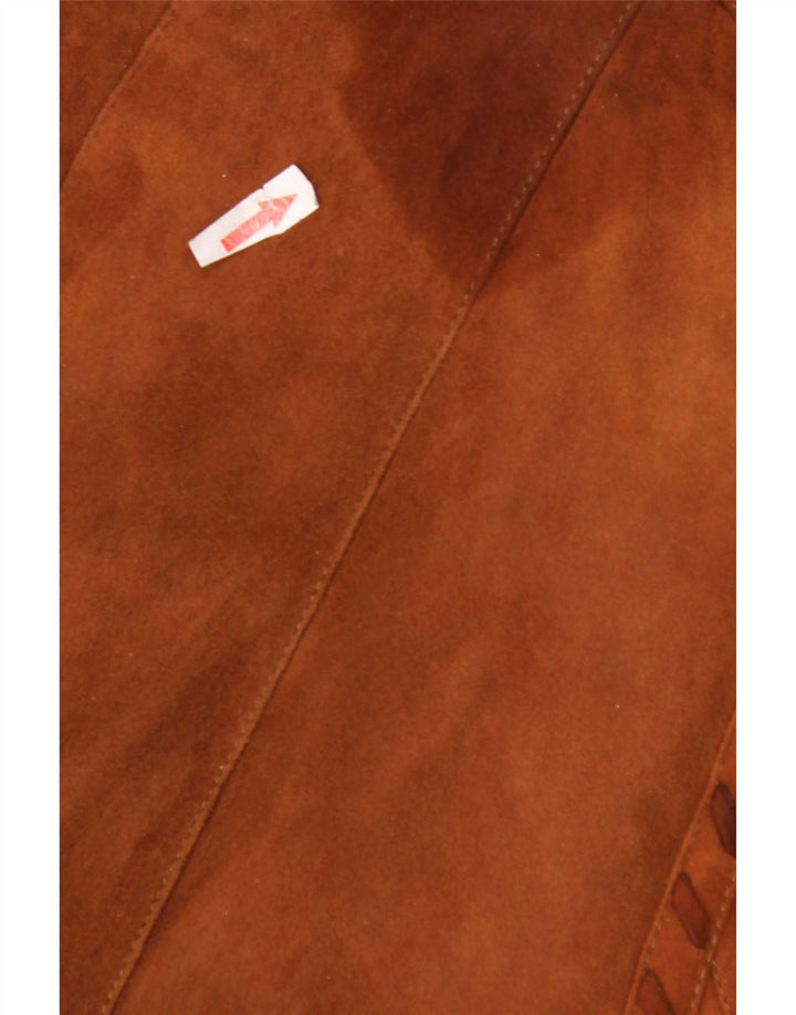 Casaco feminino vintage folgado em shearling IT 44 marrom médio