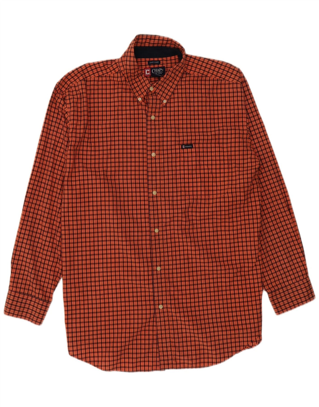 Camisa alta masculina CHAPS XL laranja xadrez algodão