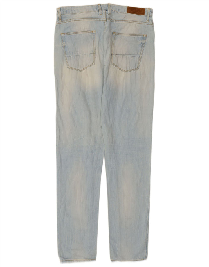 Zara Mens Straight Jeans EU 40 Médio W31 L33 Azul Algodão