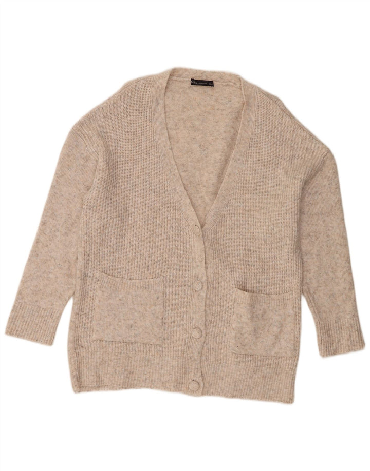 Suéter cardigã feminino grande Marks & Spencer Reino Unido 16 grande bege