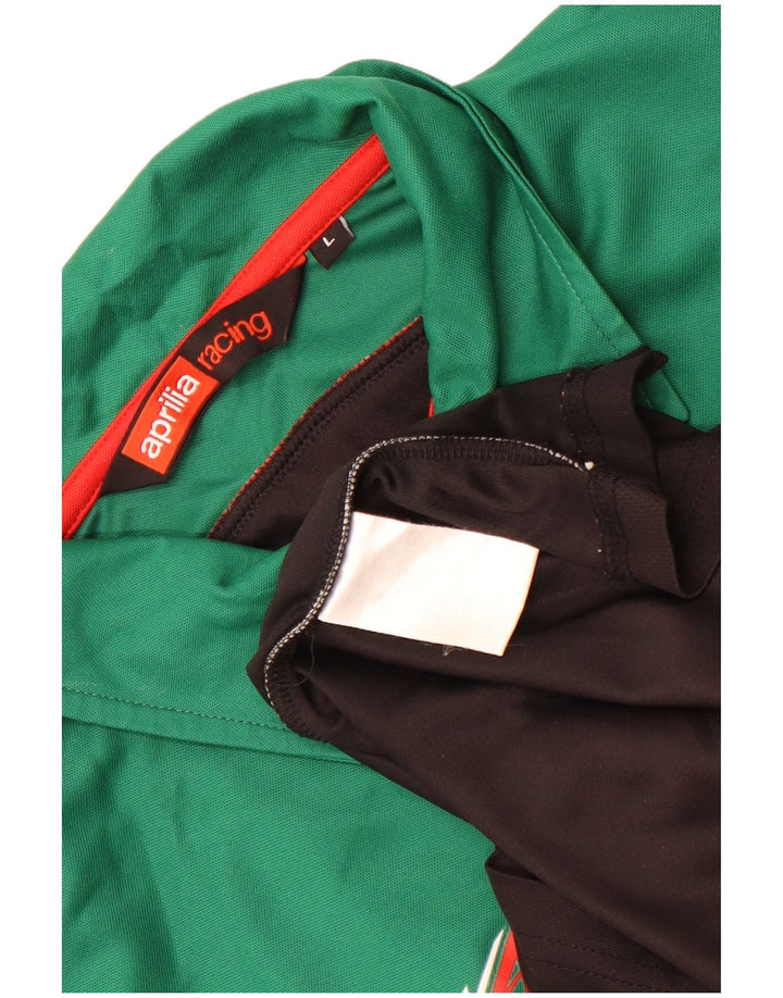 Camisa pólo gráfica masculina Aprilia grande poliéster colorblock preto