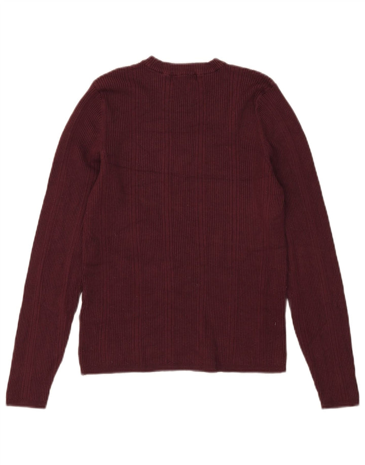 Suéter feminino Marks & Spencer com gola redonda Reino Unido 12 médio Borgonha