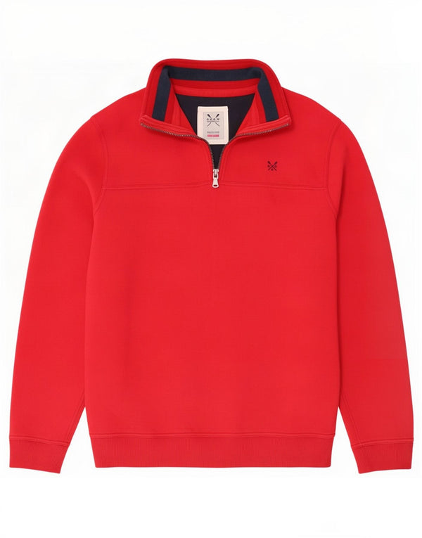 Crew Clothing Mens Zip Neck Moletom Jumper XL Algodão Vermelho