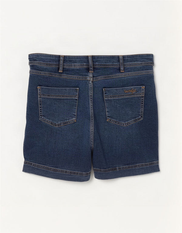 Shorts jeans feminino Weird Fish UK 14 grande W34 azul algodão