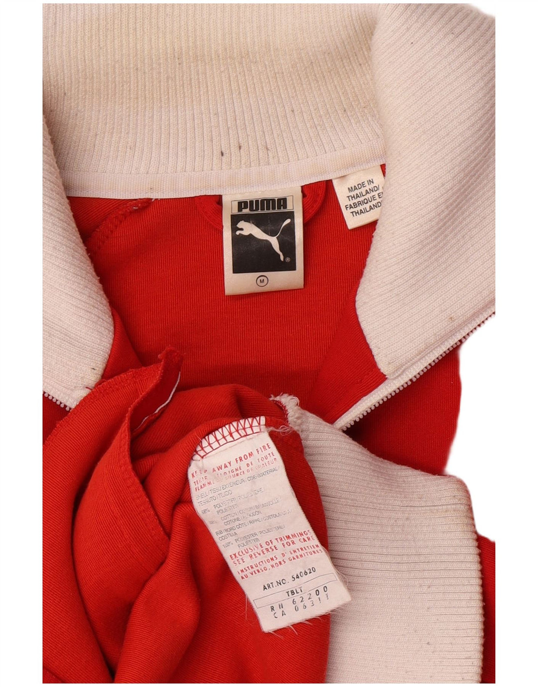 Puma Womens Retro Tracksuit Top Jacket UK 14 Medium Red Colourblock