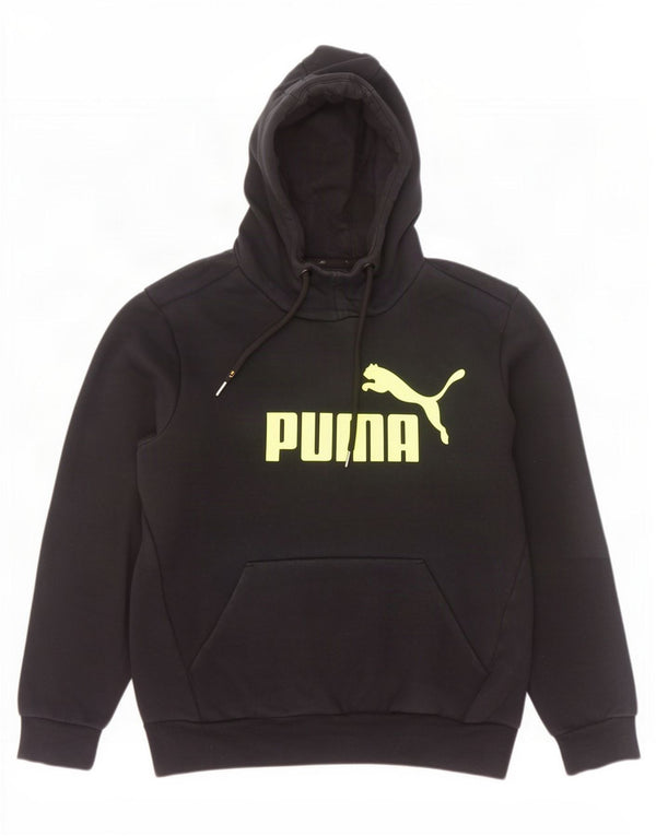 Puma masculino gráfico moletom com capuz pequeno algodão preto