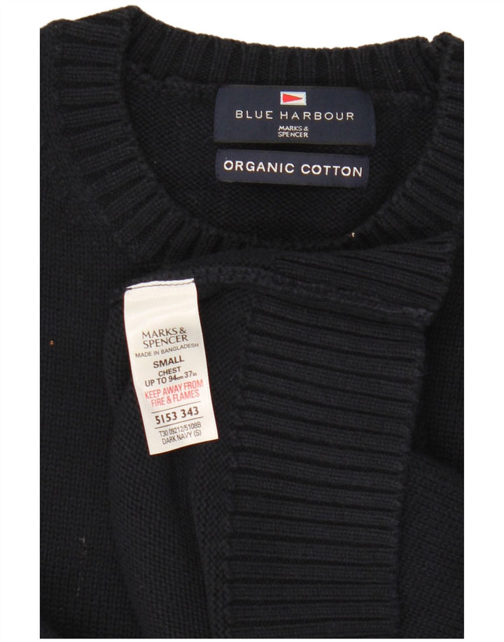 Suéter masculino Marks & Spencer Blue Harbor com gola redonda pequeno azul marinho