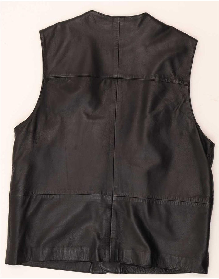 Colete de couro masculino vintage UK 38 médio preto