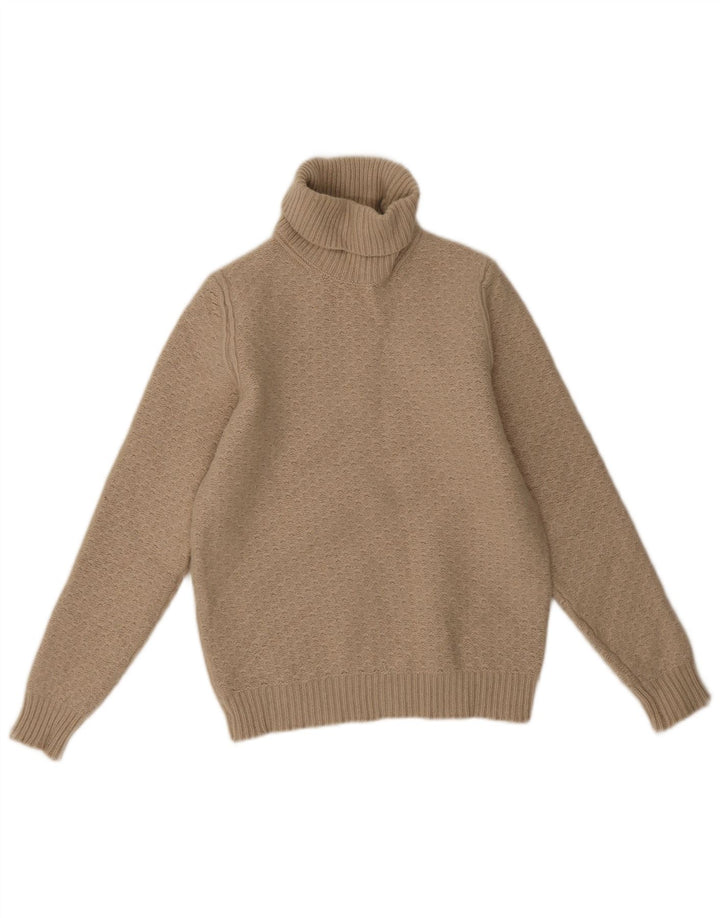 Suéter feminino Massimo Dutti com gola redonda Reino Unido 14 grande bege geométrico